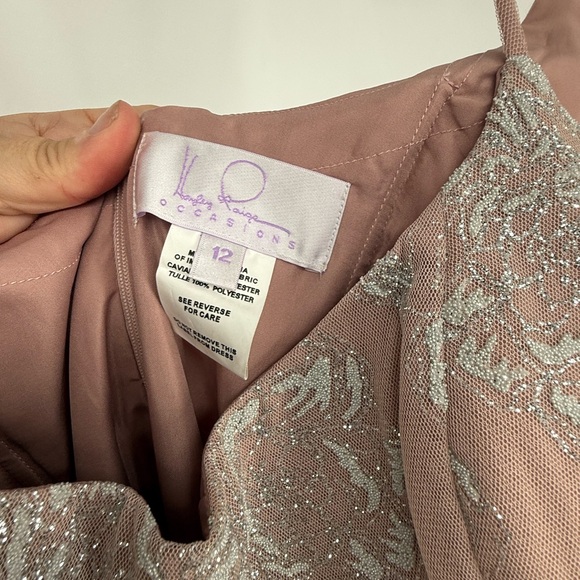 Hayley Paige Occasions Blush Lace Maxi Dress - Picture 4 of 5